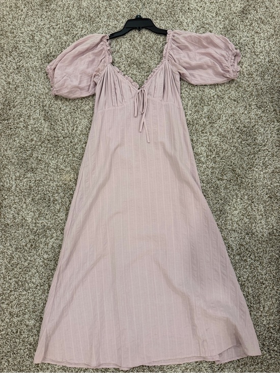 grade & gather Dresses & Skirts - Romantic Light Pink Puff-Sleeve Maxi Dress with Tie Front